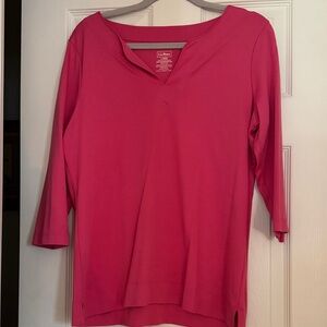 L.L. Bean Women's Vibrant Pink 3/4 Sleeve Top